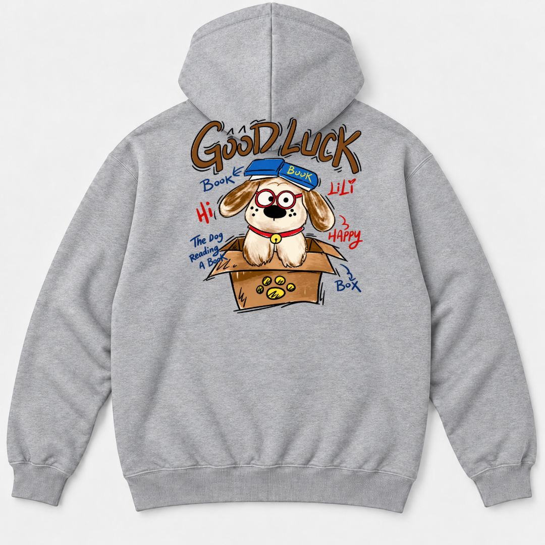 Good Luck Bookish Dog Graphic T-Shirt & Sweatshirt