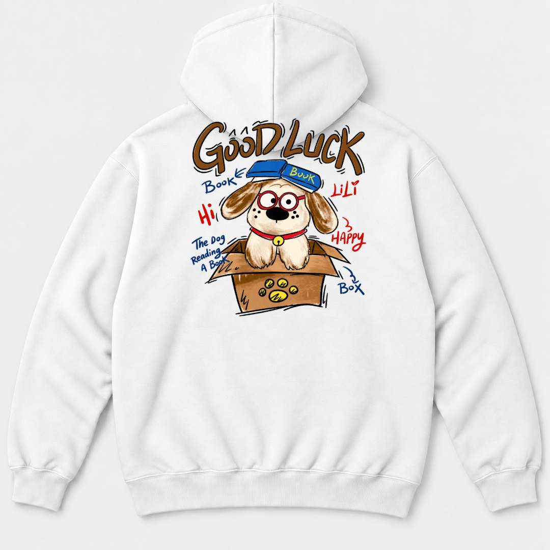 Good Luck Bookish Dog Graphic T-Shirt & Sweatshirt