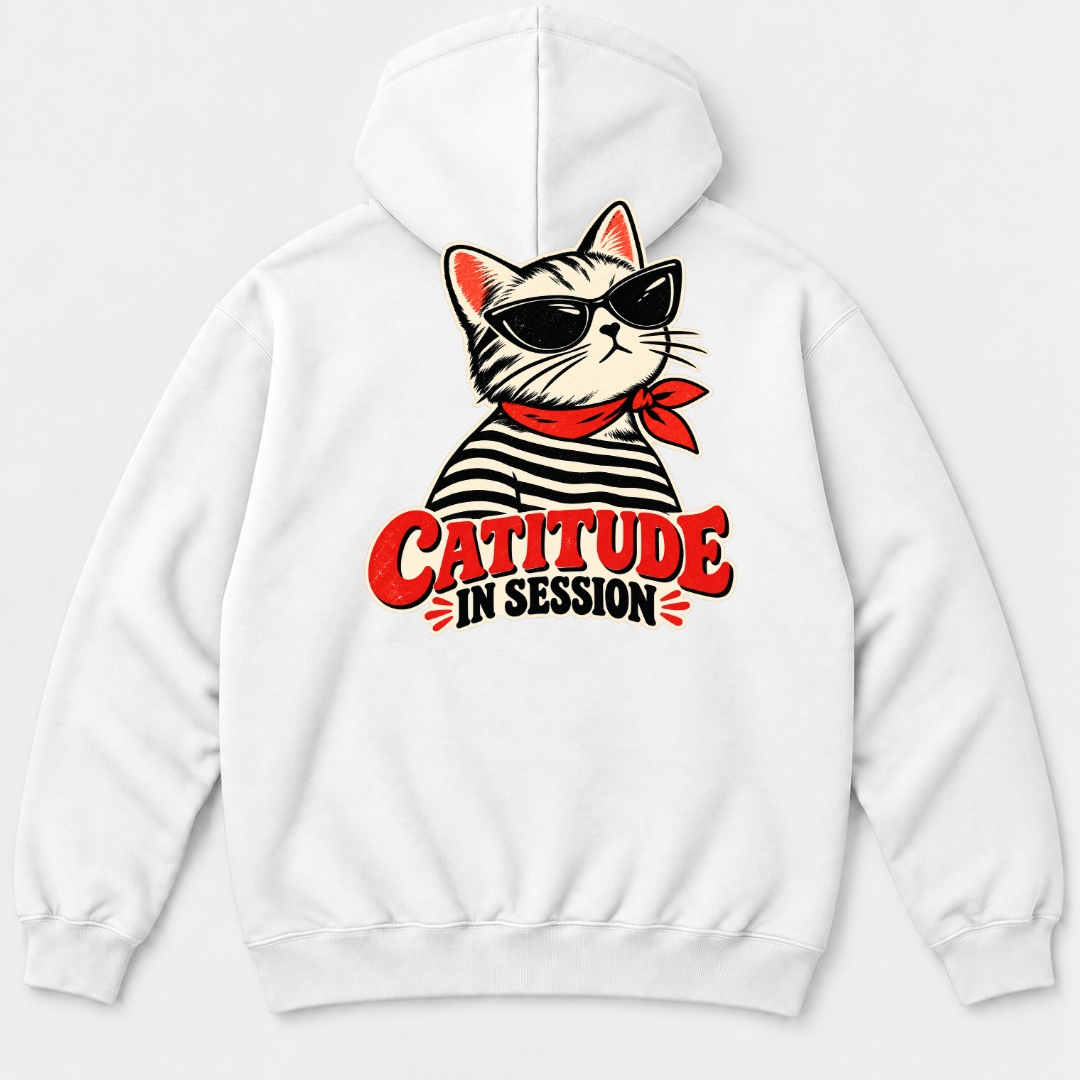 Catitude in Session Cat Graphic T-Shirt & Sweatshirt