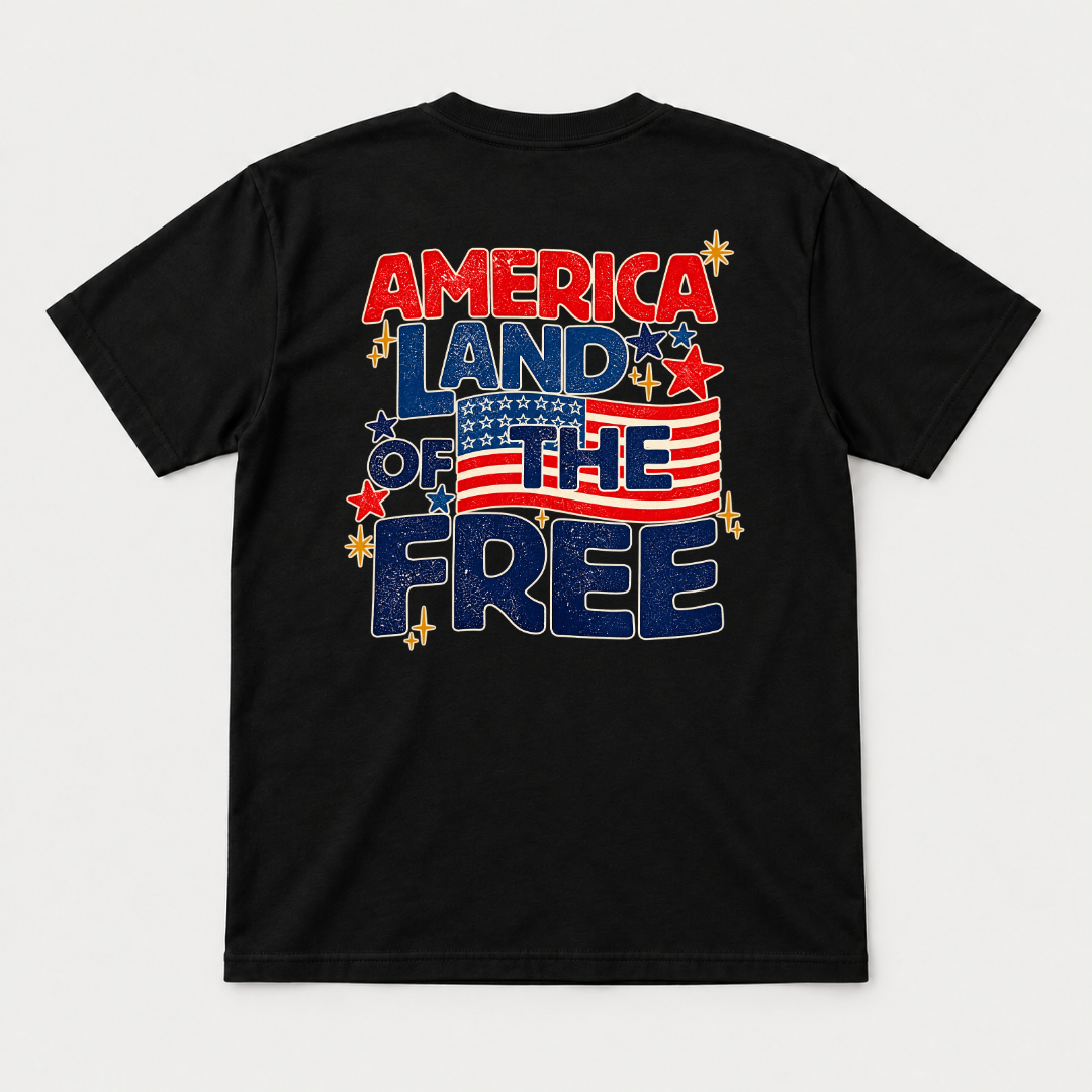 America Land of the Free Patriotic Graphic T-Shirt & Sweatshirt
