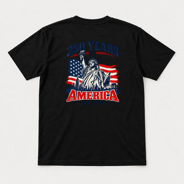 250 Years of America 1776-2026 Statue of Liberty Graphic T-Shirt & Sweatshirt - Tshirt Black Back