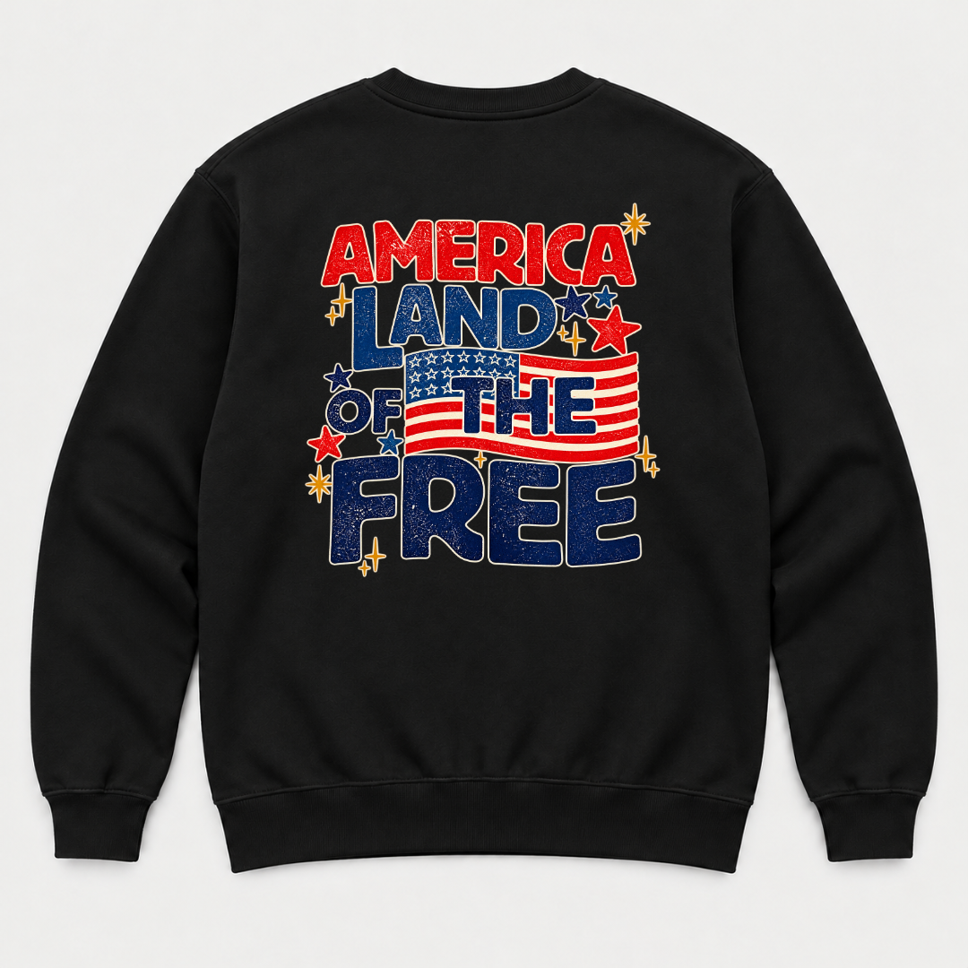 America Land of the Free Patriotic Graphic T-Shirt & Sweatshirt