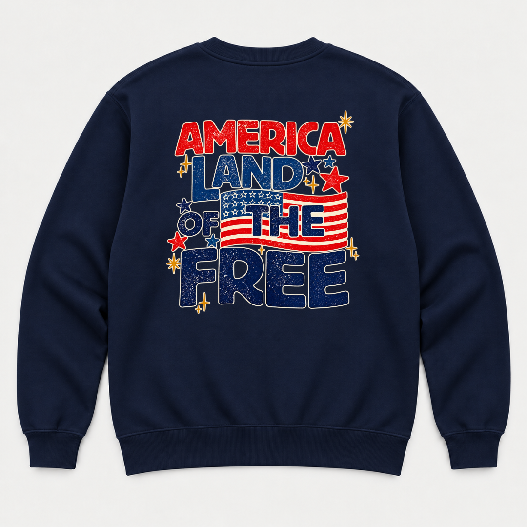 America Land of the Free Patriotic Graphic T-Shirt & Sweatshirt
