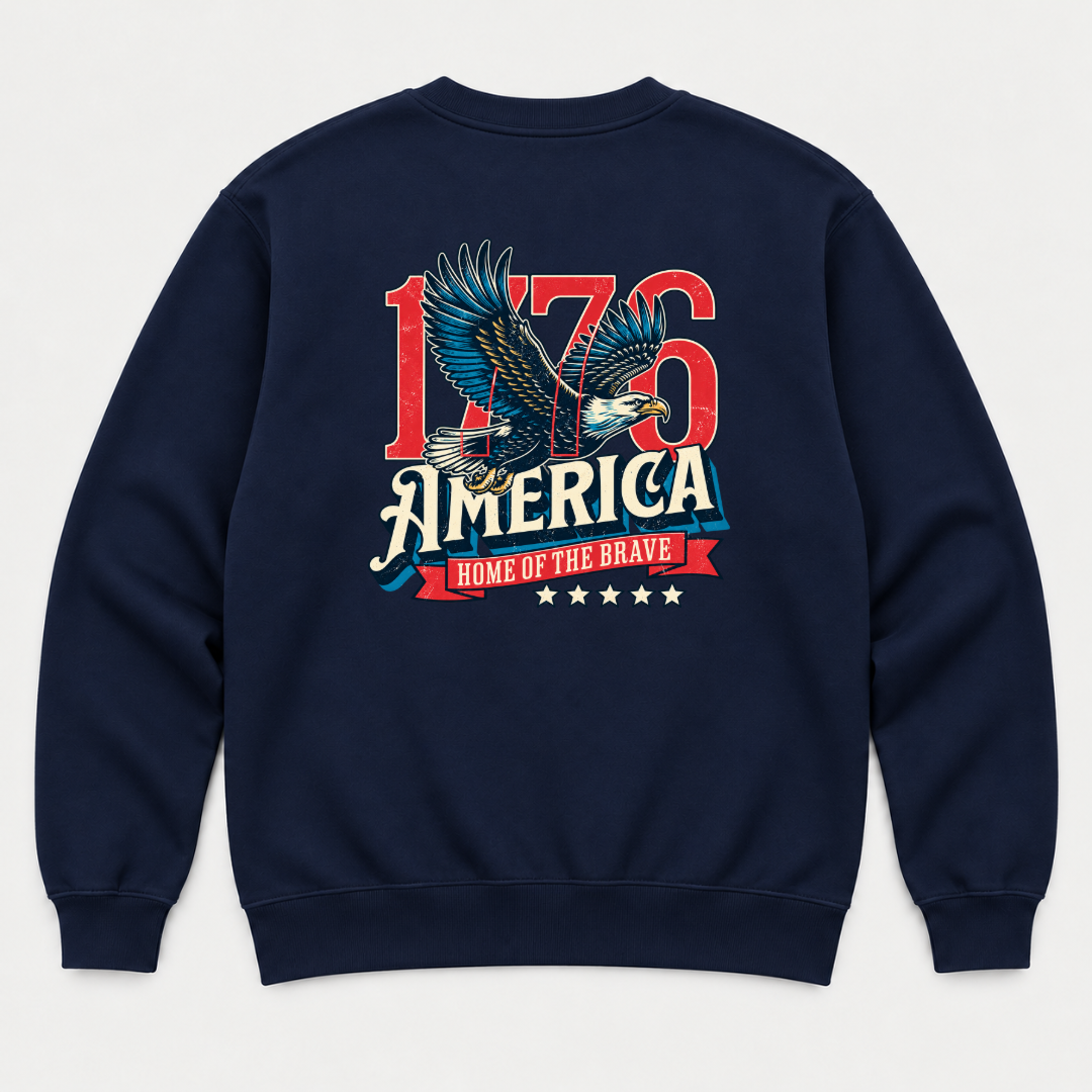 1776 Home of the Brave Eagle Graphic T-Shirt & Sweatshirt