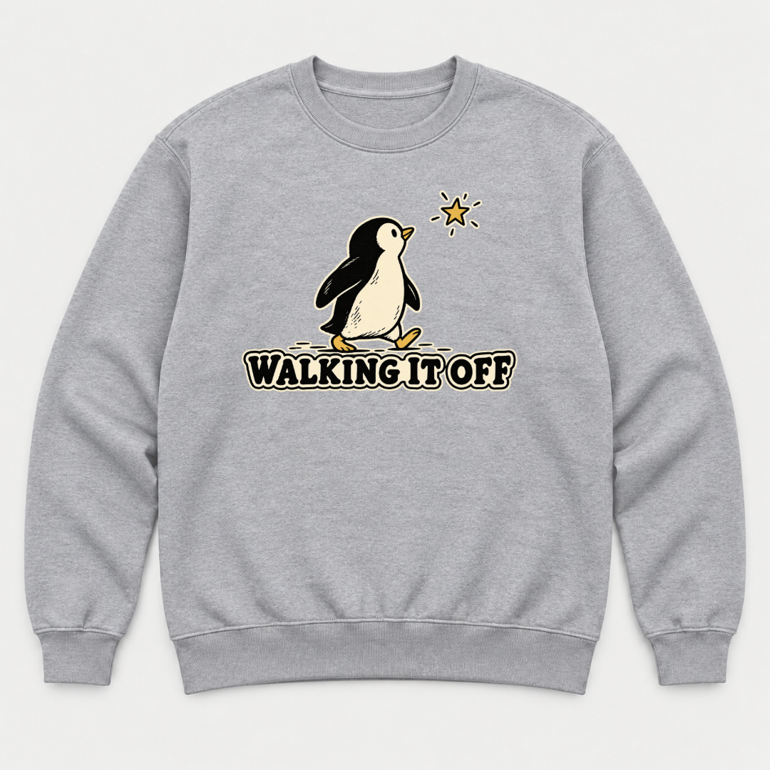 Walking It Off Penguin Graphic - T-Shirt, Hoodie & Sweatshirt — sweatshirt mockup, Sport Grey shirt