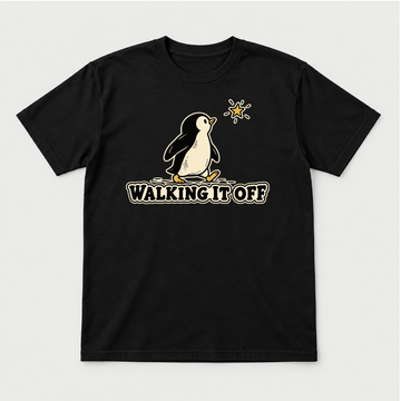 Walking It Off Penguin Graphic - T-Shirt, Hoodie & Sweatshirt — tshirt mockup, Black shirt