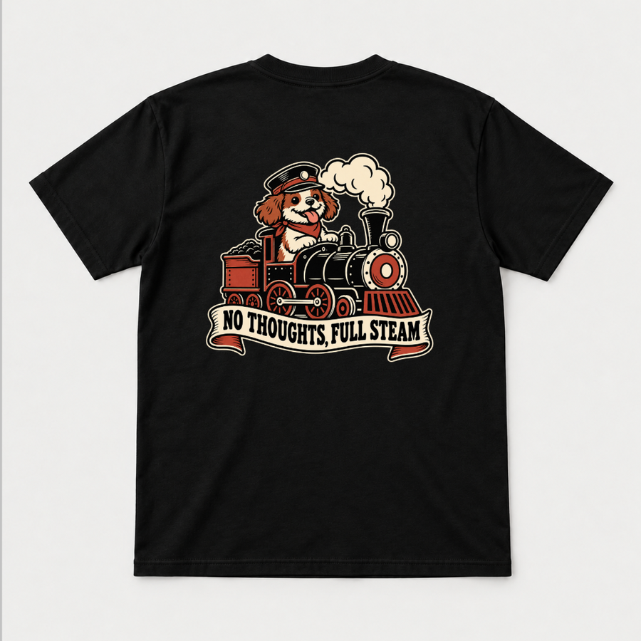 No Thoughts Full Steam Train Dog Graphic - T-Shirt & Sweatshirt