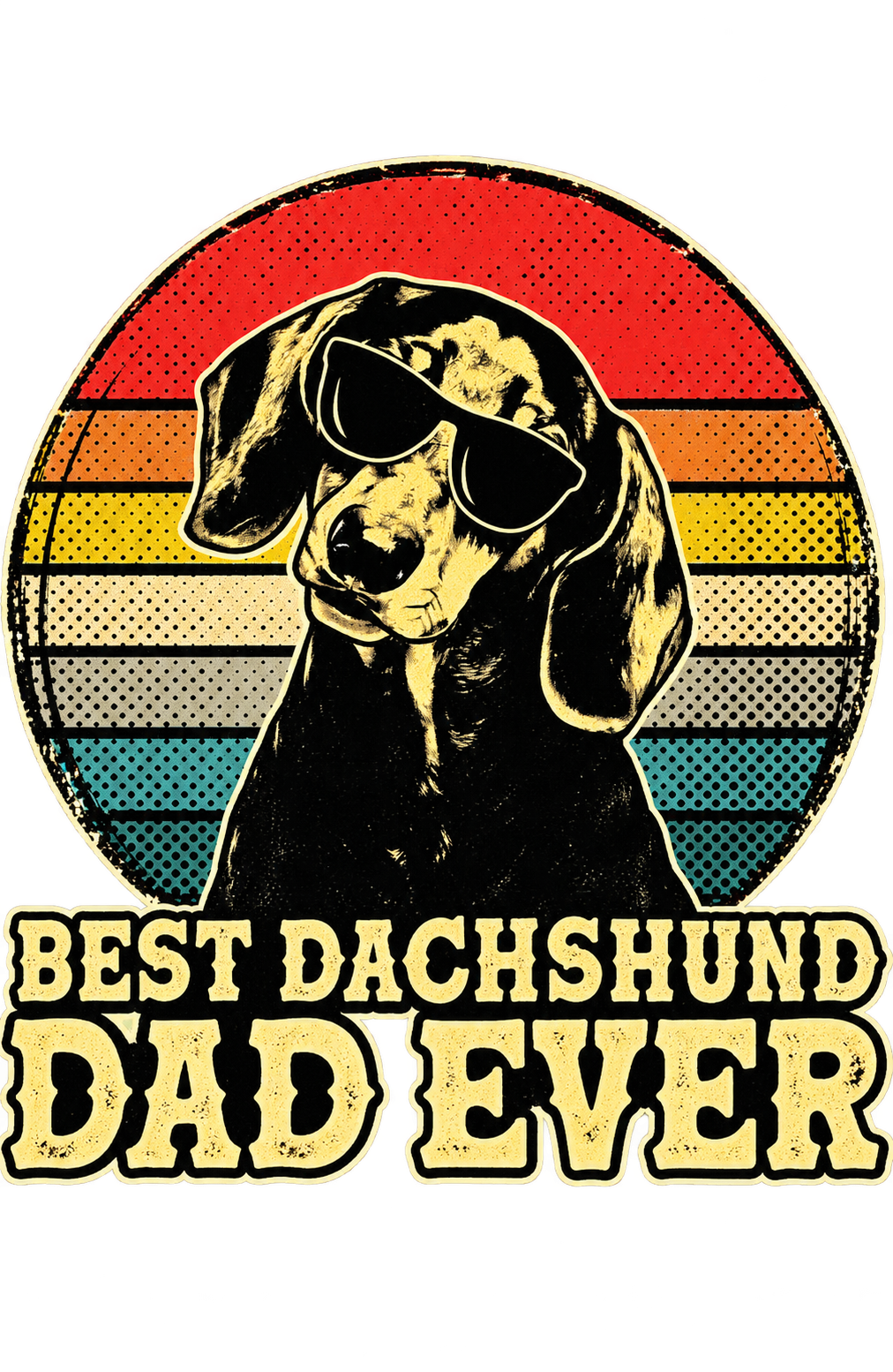Best Dachshund Dad Ever Retro Dog Graphic T-Shirt & Sweatshirt