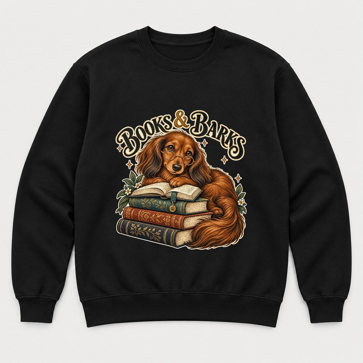Books & Barks Dachshund Shirt – Book Lover Dog Graphic Tee