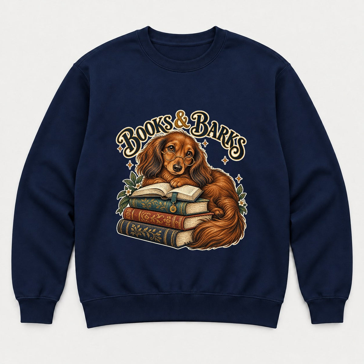 Books & Barks Dachshund Shirt – Book Lover Dog Graphic Tee