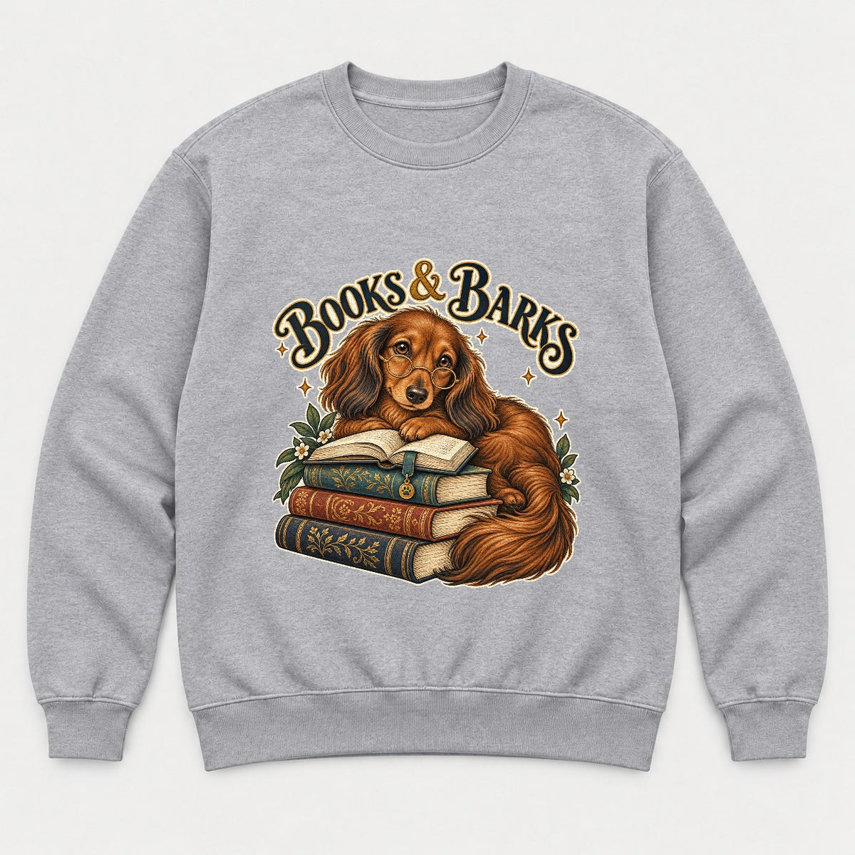 Books & Barks Dachshund Shirt – Book Lover Dog Graphic Tee