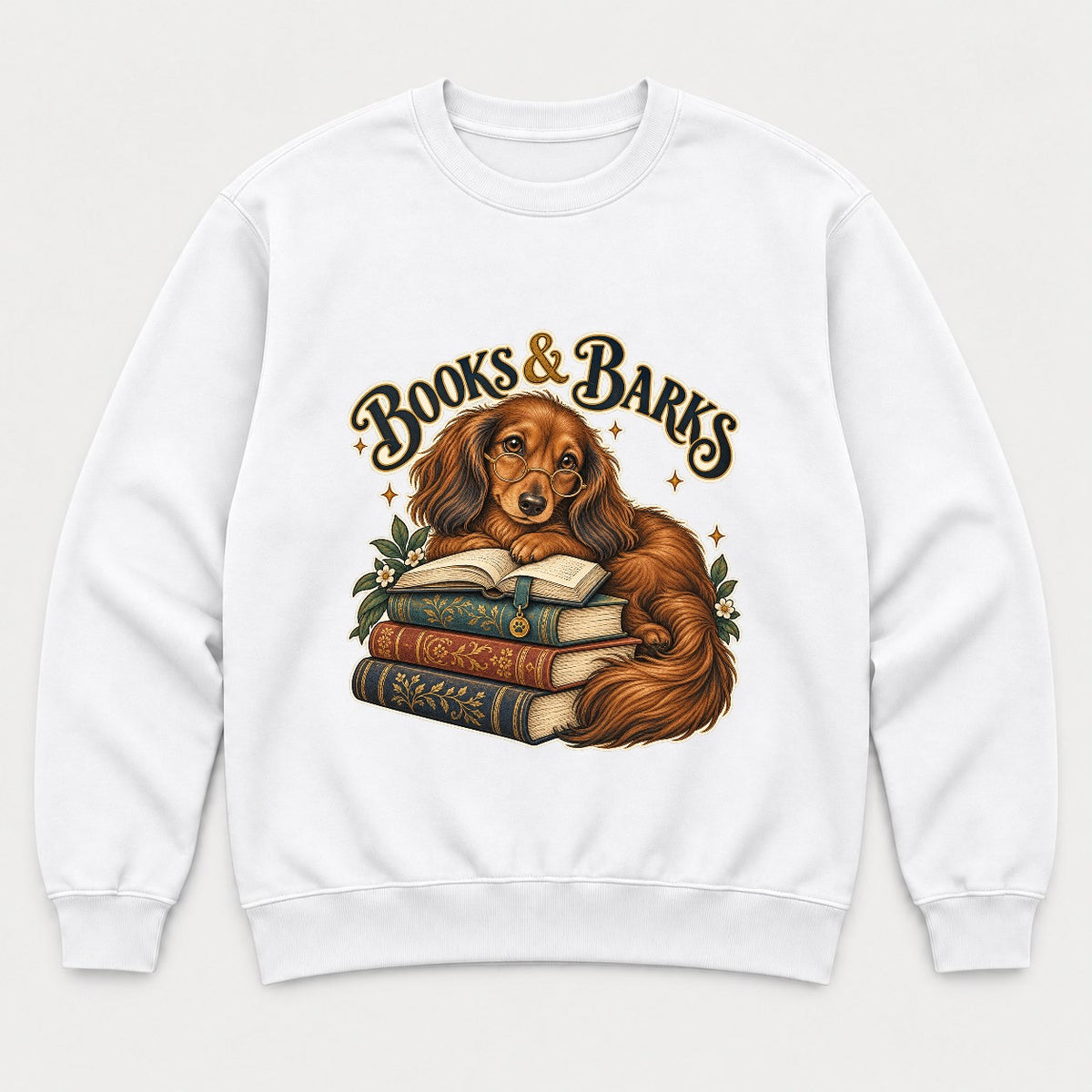 Books & Barks Dachshund Shirt – Book Lover Dog Graphic Tee