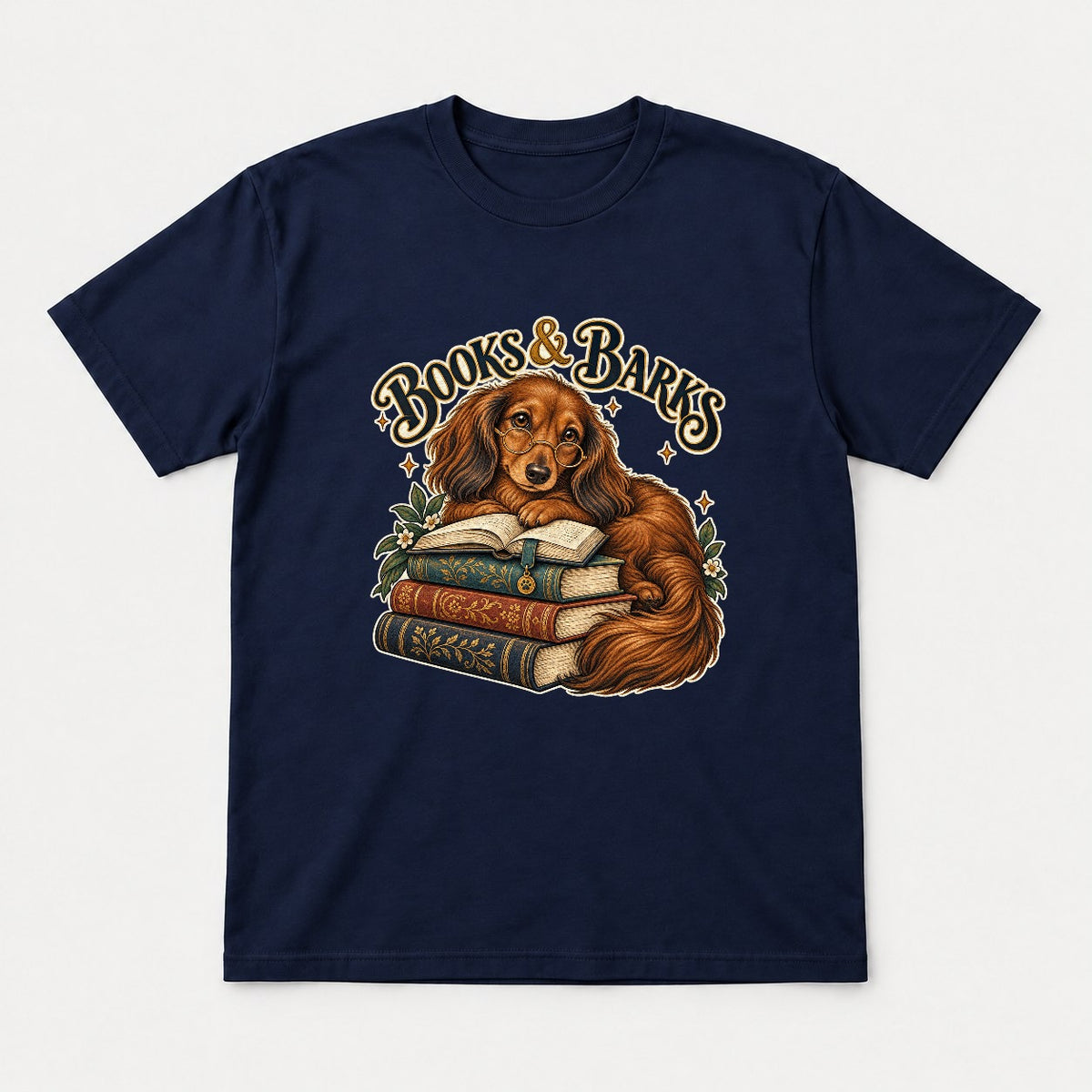 Books & Barks Dachshund Shirt – Book Lover Dog Graphic Tee