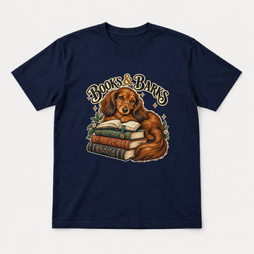 Books & Barks Dachshund Shirt – Book Lover Dog Graphic Tee