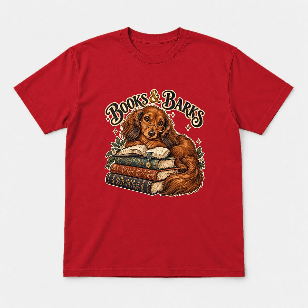 Books & Barks Dachshund Shirt – Book Lover Dog Graphic Tee