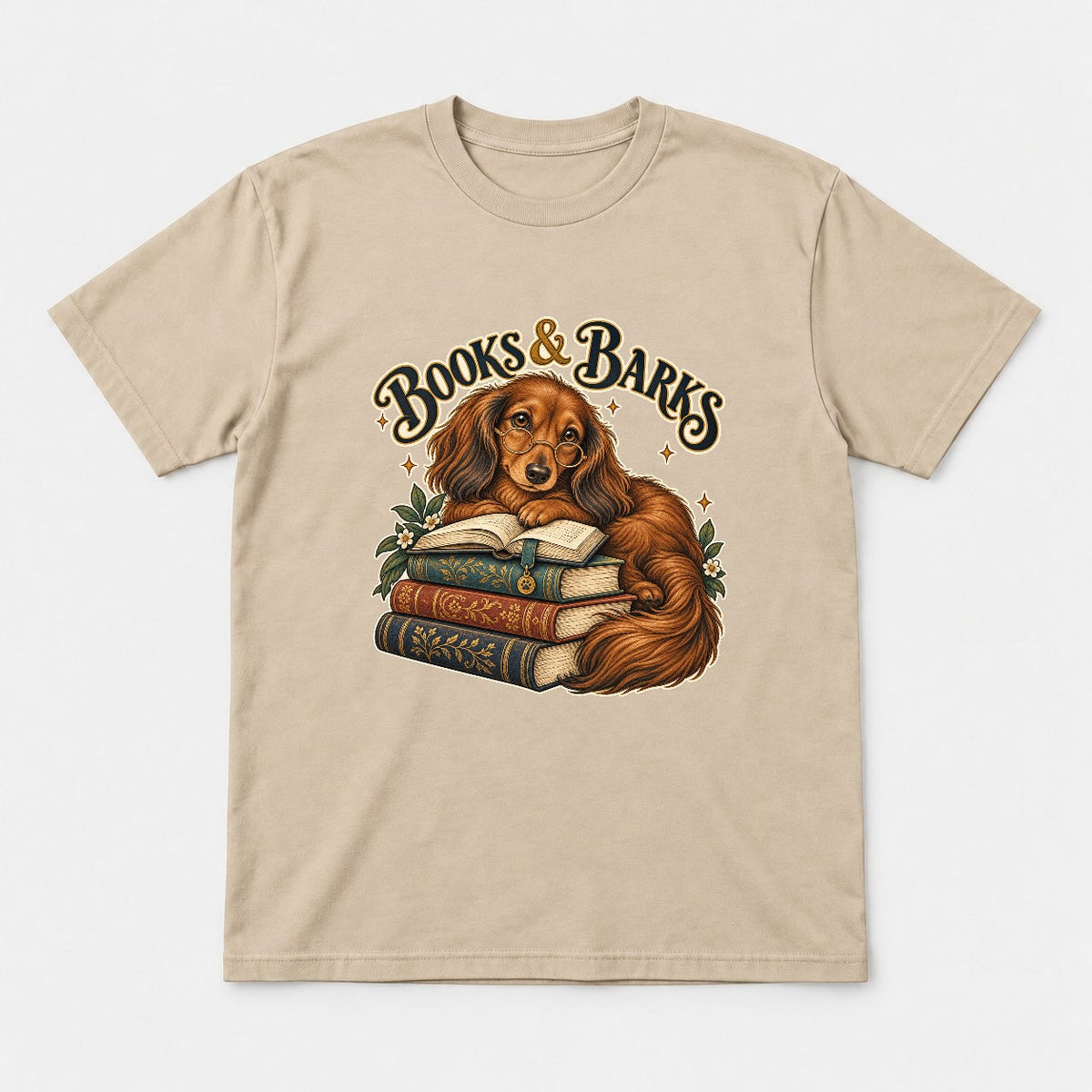 Books & Barks Dachshund Shirt – Book Lover Dog Graphic Tee