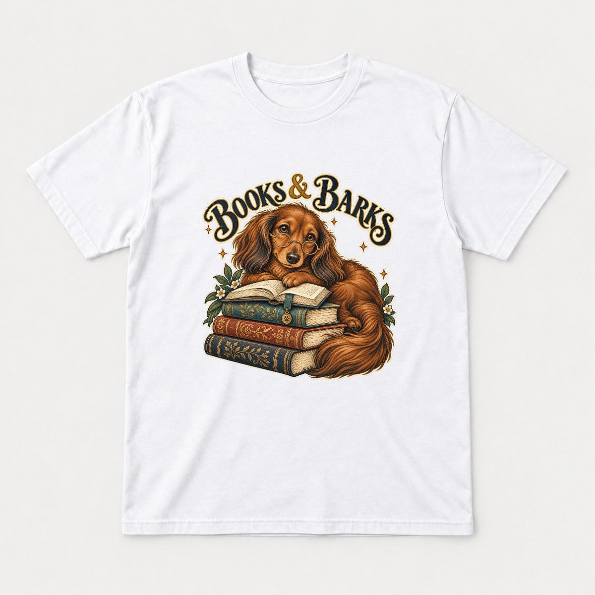 Books & Barks Dachshund Shirt – Book Lover Dog Graphic Tee