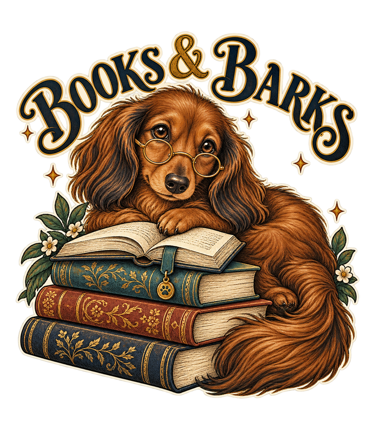 Books & Barks Dachshund Shirt – Book Lover Dog Graphic Tee