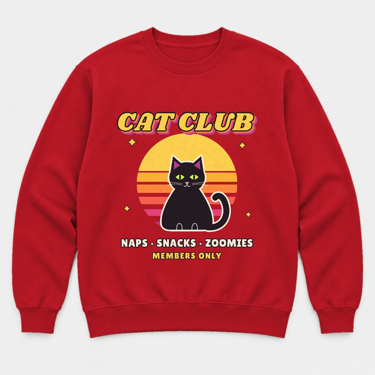 Cat Club Retro Sunset Shirt – Vintage 70s Black Cat Tee & Sweatshirt