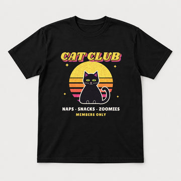 Cat Club Retro Sunset Shirt – Vintage 70s Black Cat Tee & Sweatshirt