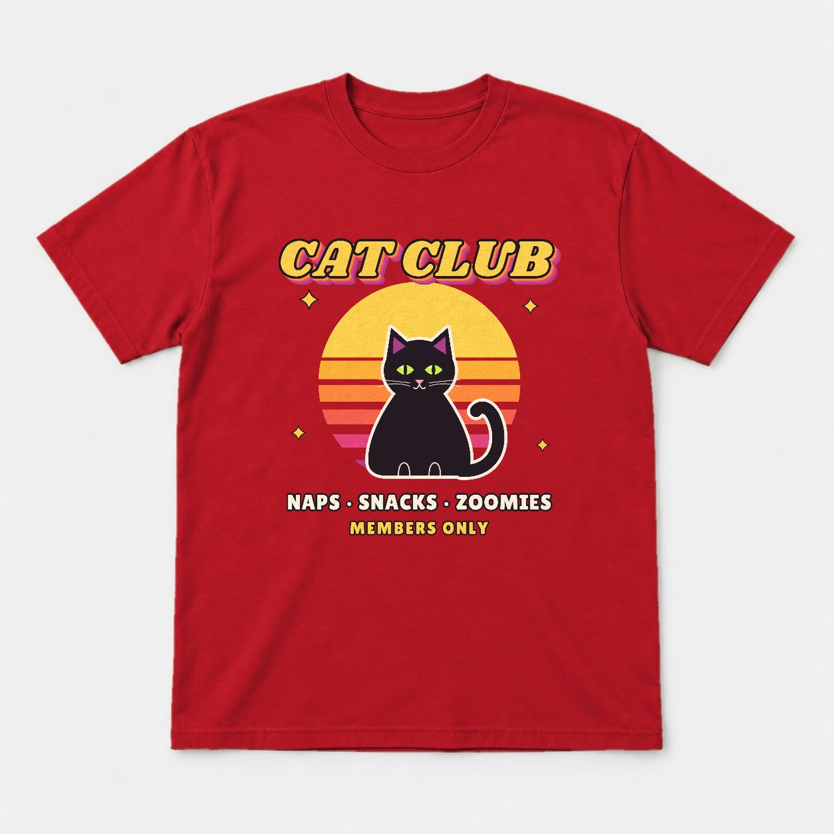 Cat Club Retro Sunset Shirt – Vintage 70s Black Cat Tee & Sweatshirt