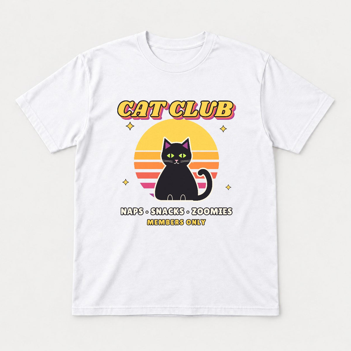 Cat Club Retro Sunset Shirt – Vintage 70s Black Cat Tee & Sweatshirt