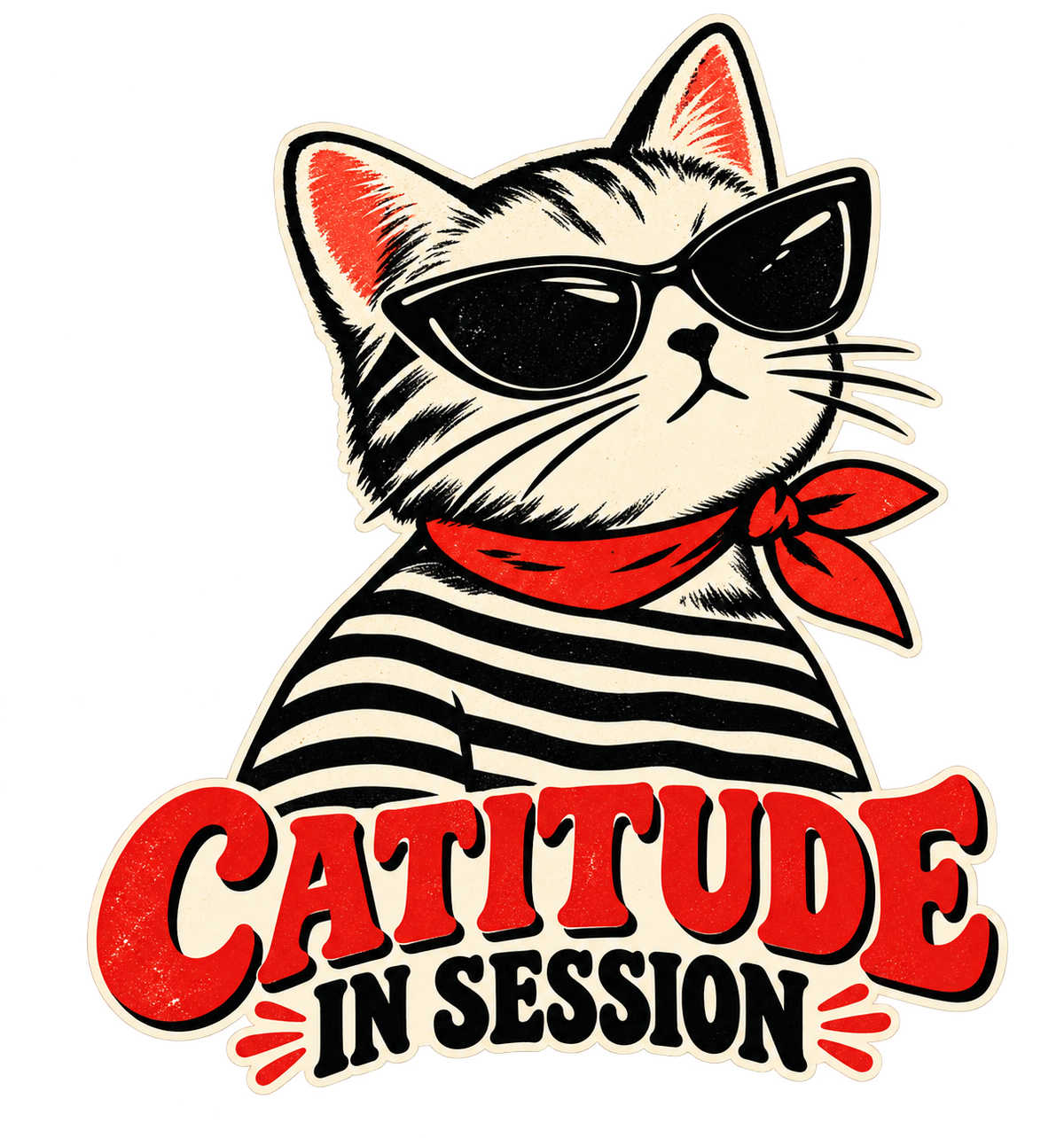 Catitude in Session Cat Graphic T-Shirt & Sweatshirt