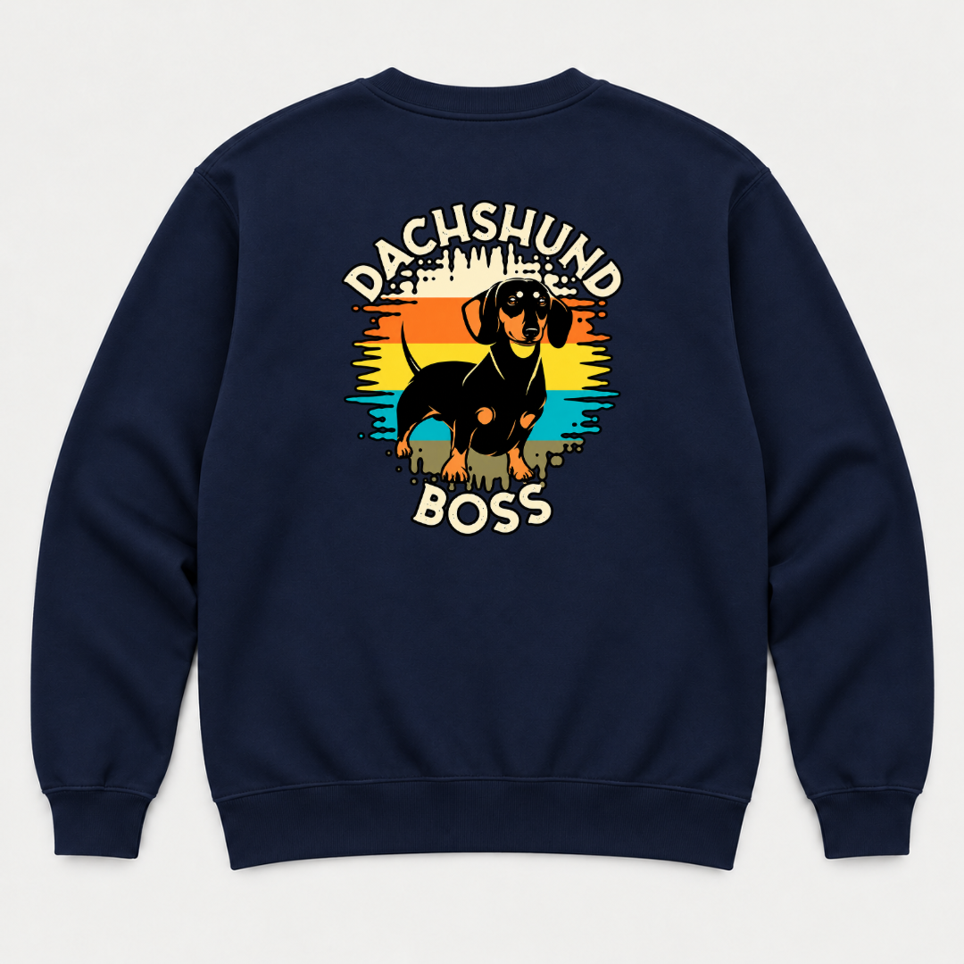 Dachshund Boss Retro Sunset Dog Graphic T-Shirt & Sweatshirt