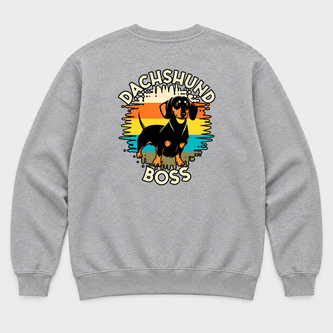Dachshund Boss Retro Sunset Dog Graphic T-Shirt & Sweatshirt