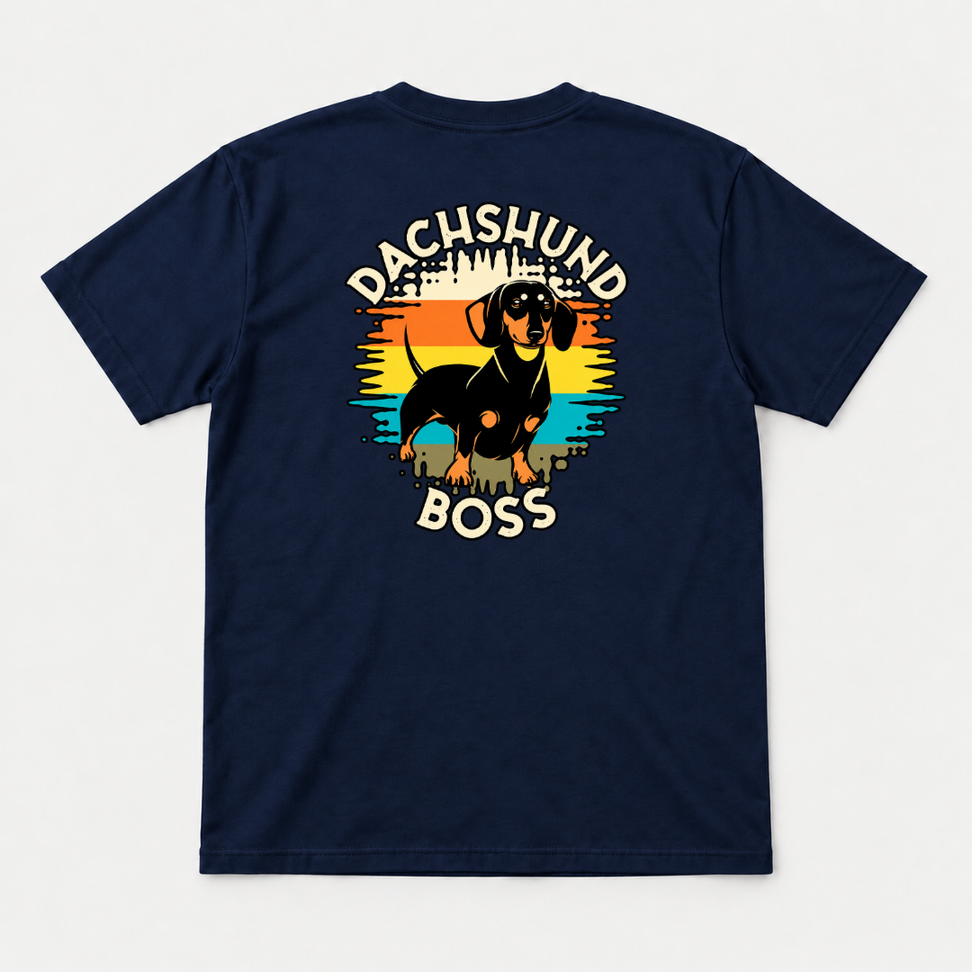 Dachshund Boss Retro Sunset Dog Graphic T-Shirt & Sweatshirt