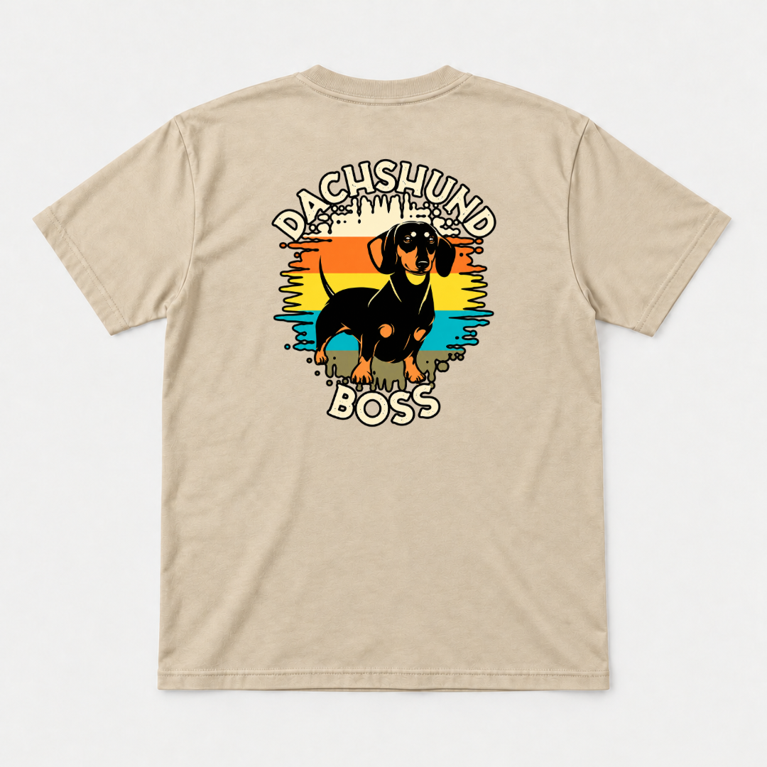 Dachshund Boss Retro Sunset Dog Graphic T-Shirt & Sweatshirt