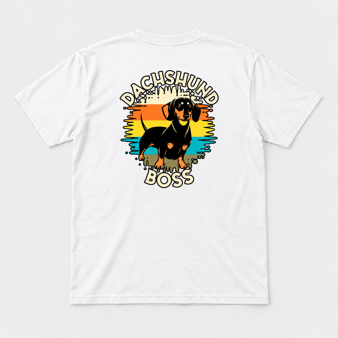 Dachshund Boss Retro Sunset Dog Graphic T-Shirt & Sweatshirt