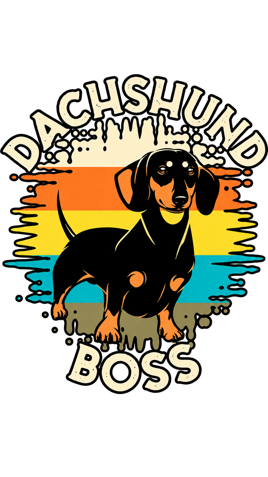 Dachshund Boss Retro Sunset Dog Graphic T-Shirt & Sweatshirt