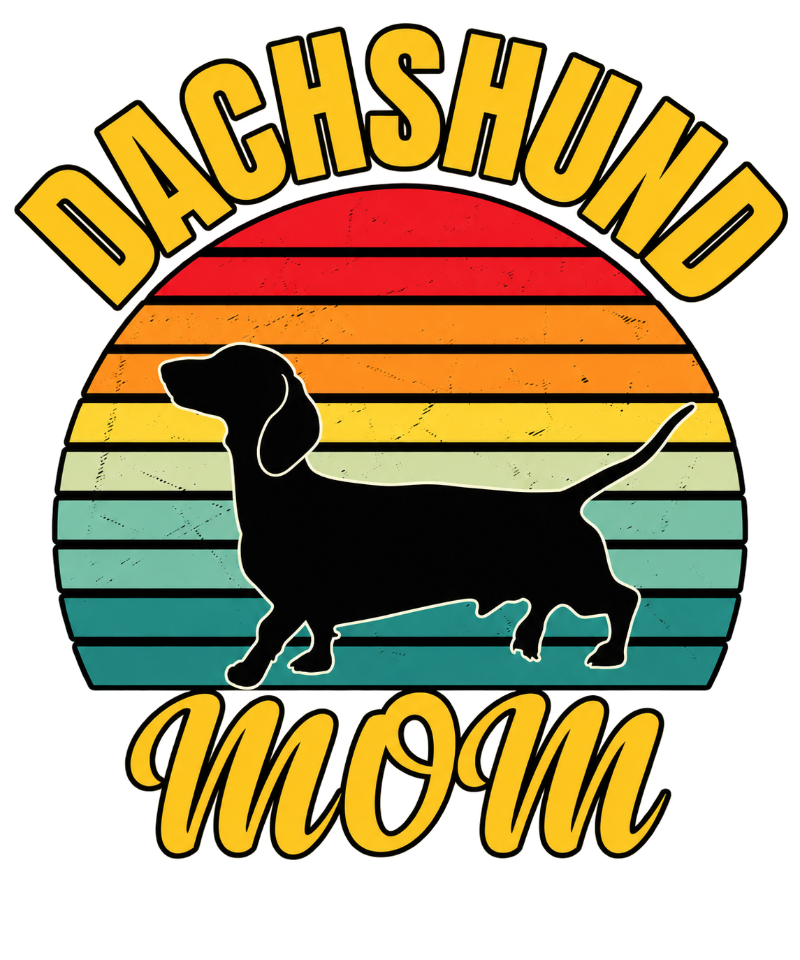Dachshund Mom Sunset Silhouette Dog Graphic T-Shirt & Sweatshirt