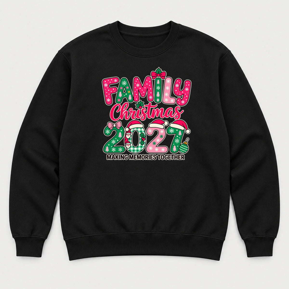 Family Christmas 2027 Sweatshirt, Black, front print