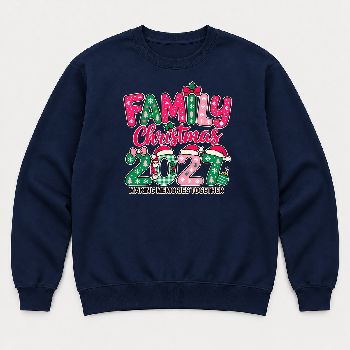 Family Christmas 2027 Sweatshirt, Navy, front print
