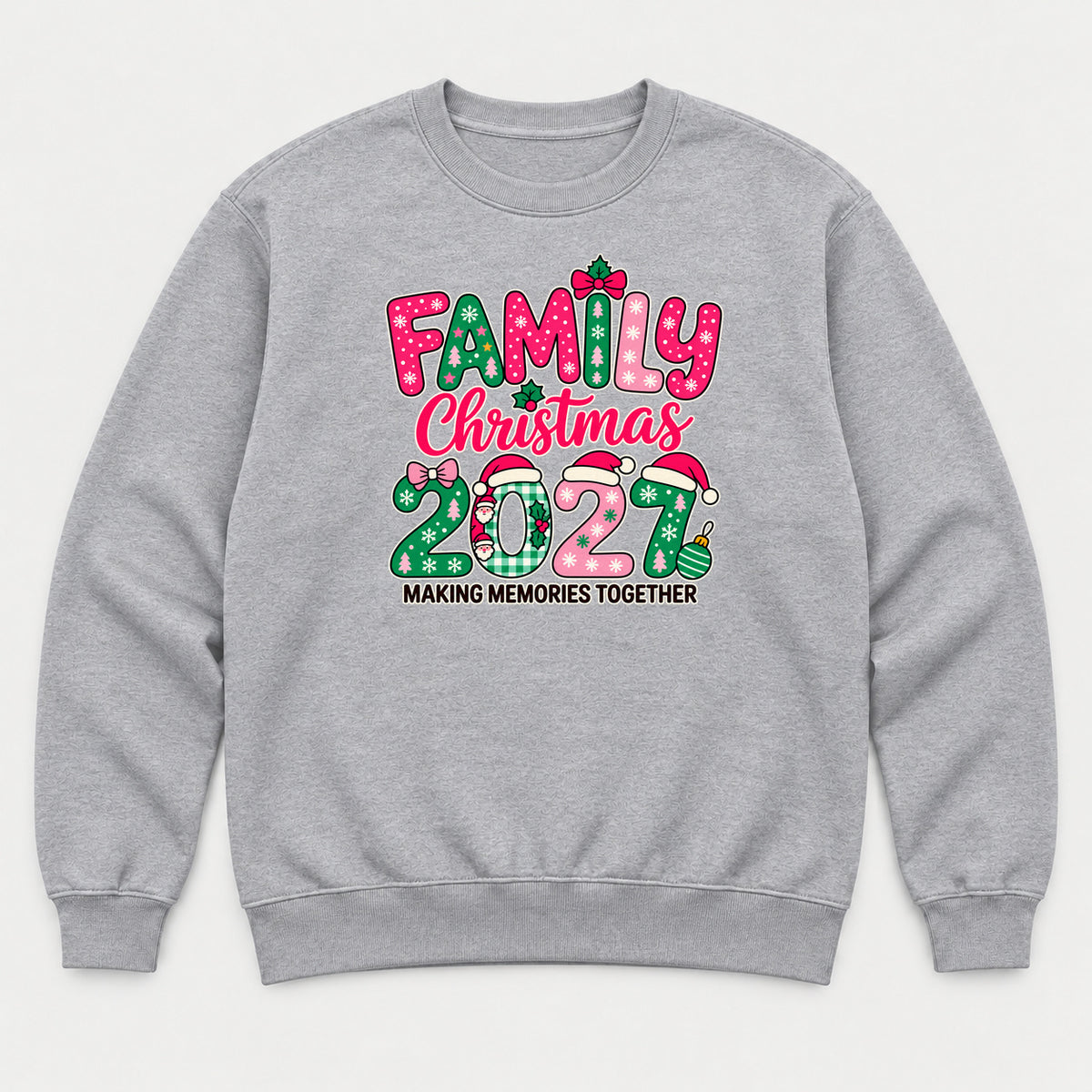 Family Christmas 2027 Sweatshirt, Sport Grey, front print