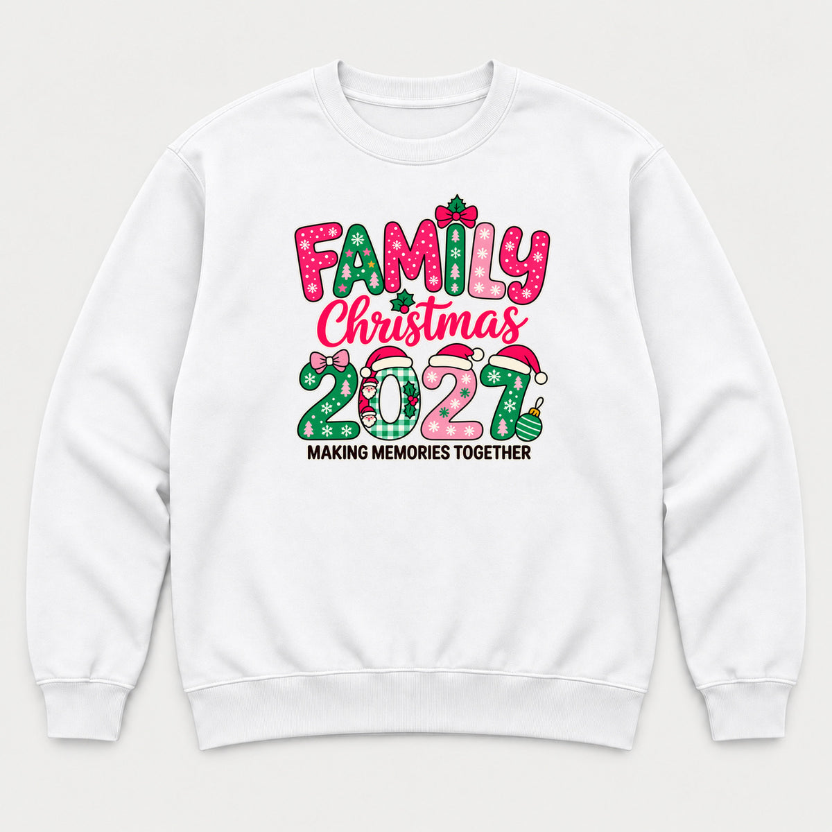 Family Christmas 2027 Sweatshirt, White, front print