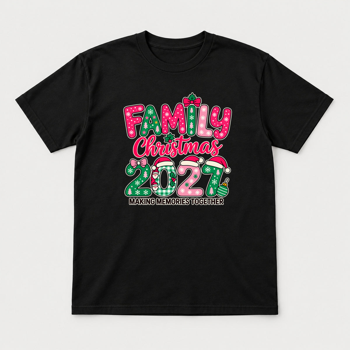 Family Christmas 2027 Tshirt, Black, front print