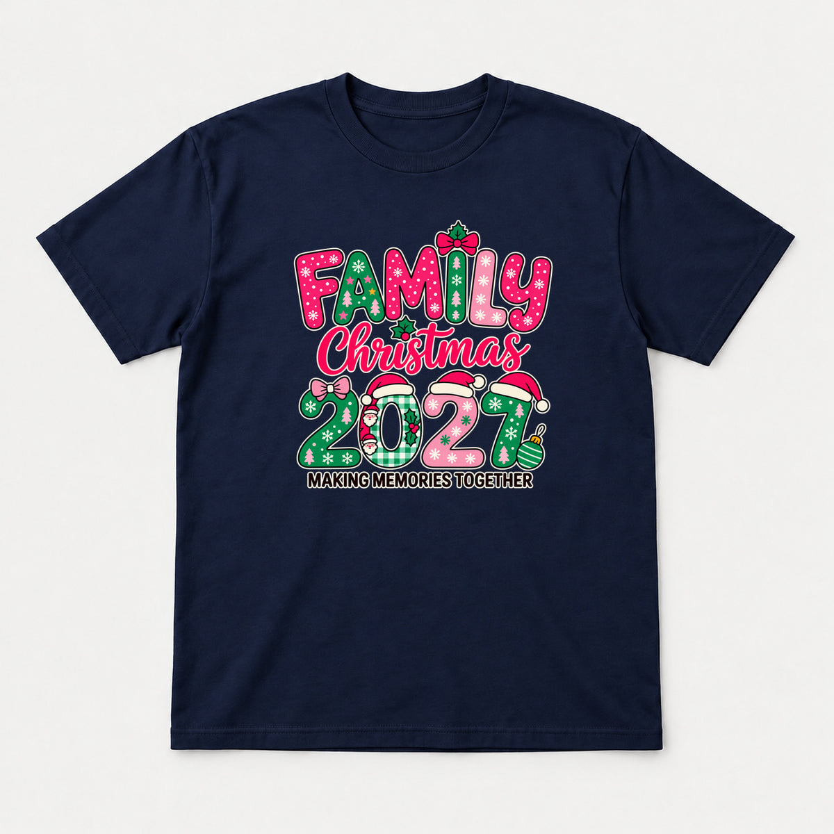 Family Christmas 2027 Tshirt, Navy, front print