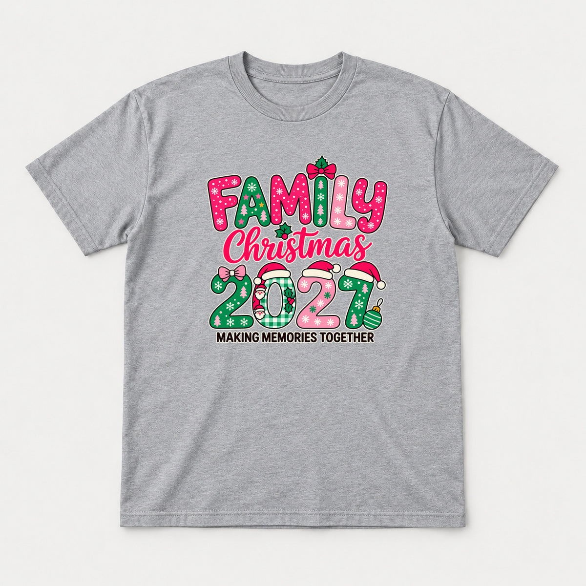 Family Christmas 2027 Tshirt, Sport Grey, front print