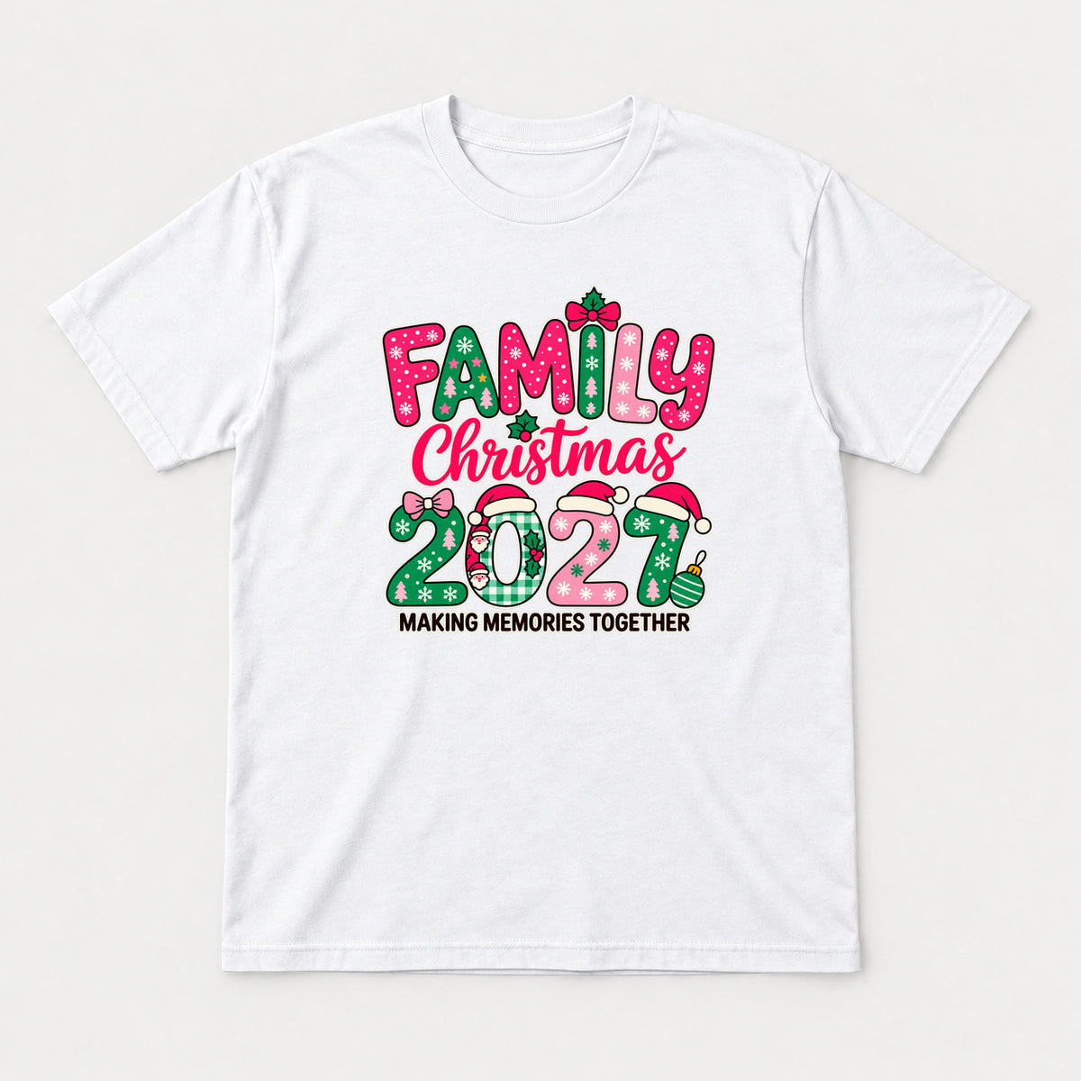 Family Christmas 2027 Tshirt, White, front print