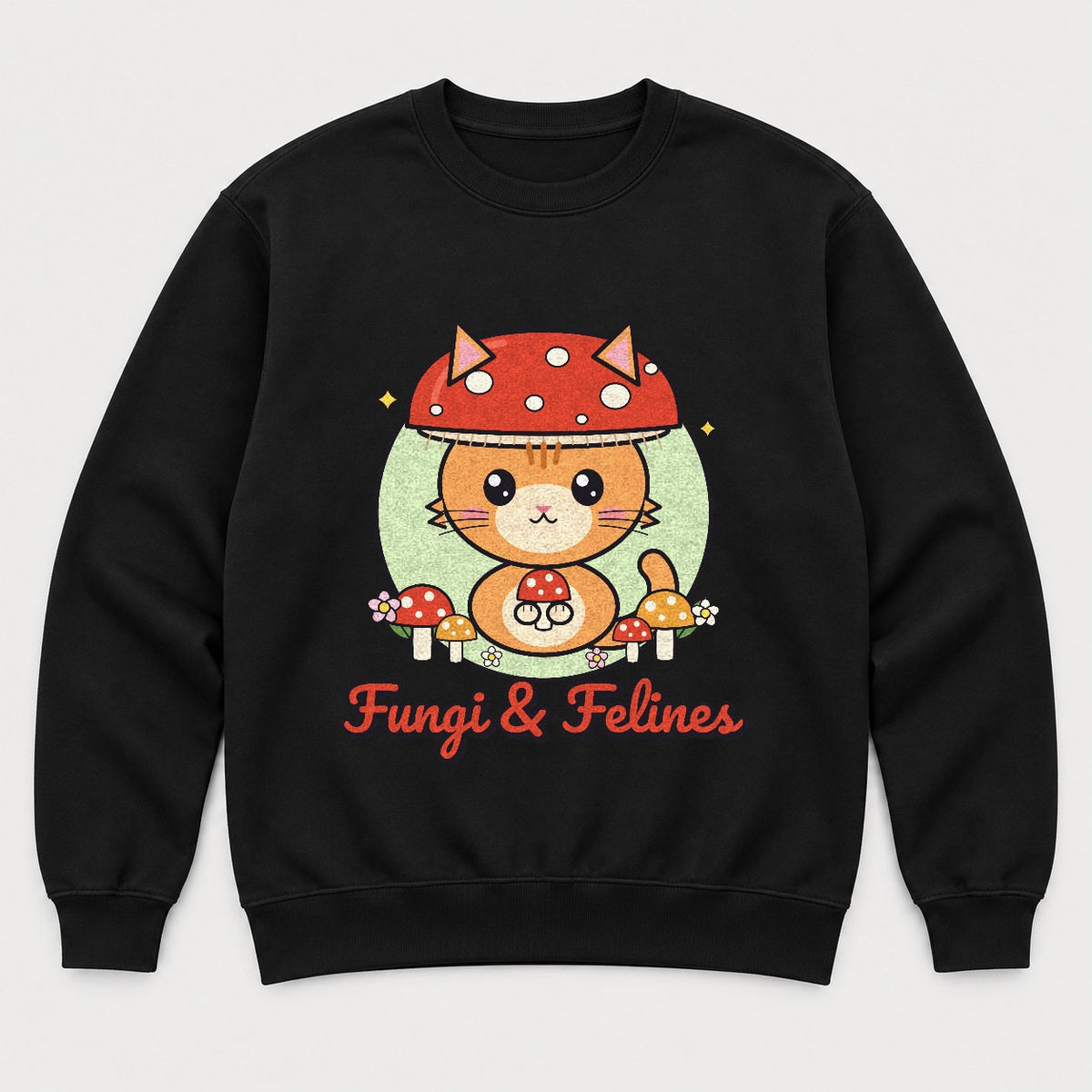 Fungi & Felines Shirt – Cottagecore Mushroom Cat Tee & Sweatshirt