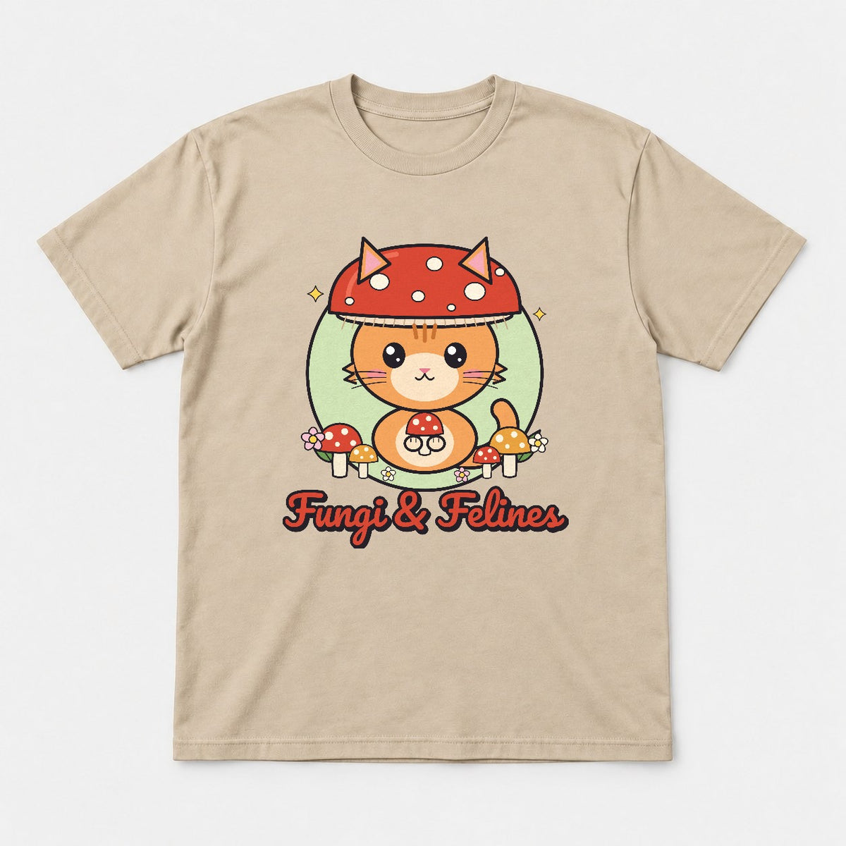 Fungi & Felines Shirt – Cottagecore Mushroom Cat Tee & Sweatshirt