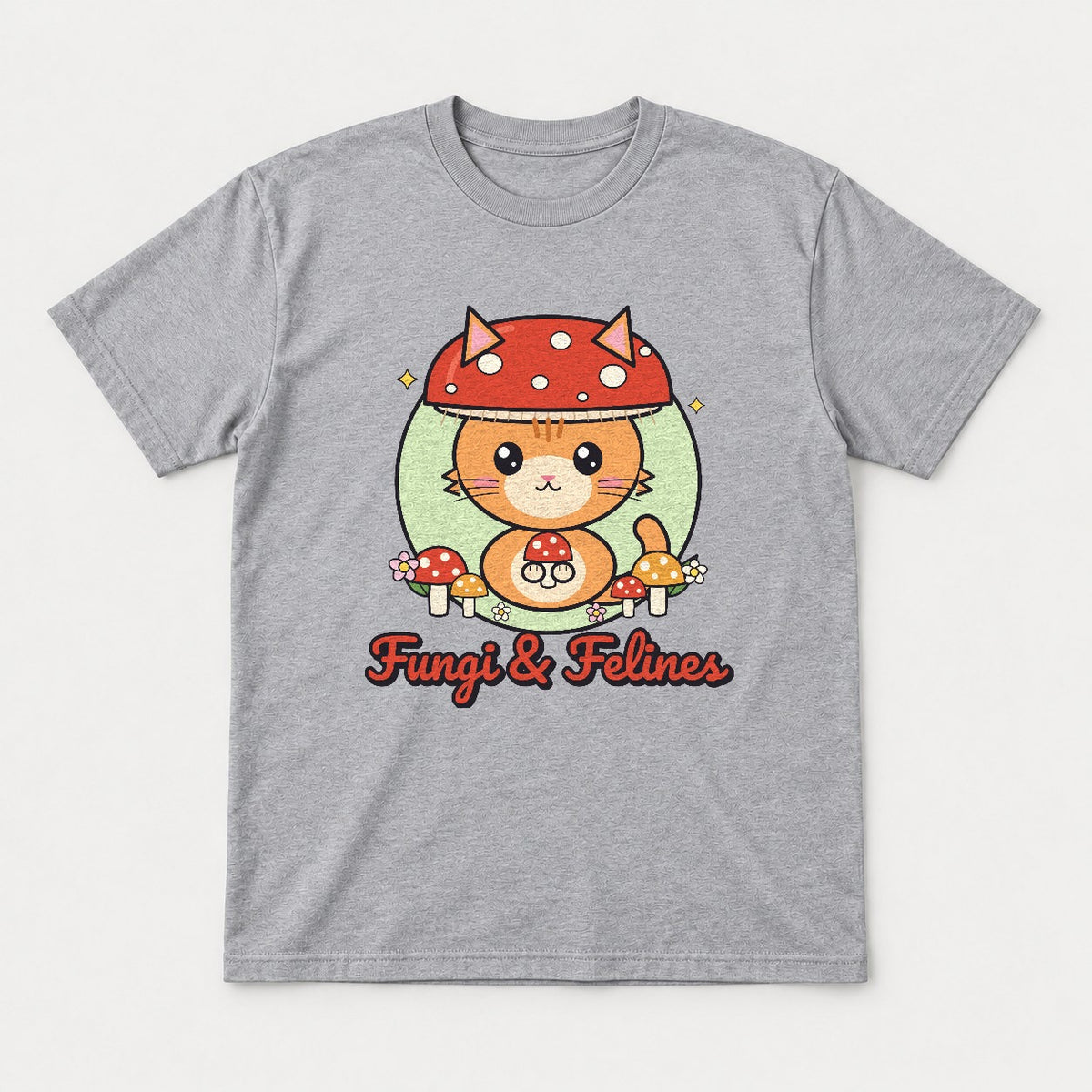 Fungi & Felines Shirt – Cottagecore Mushroom Cat Tee & Sweatshirt