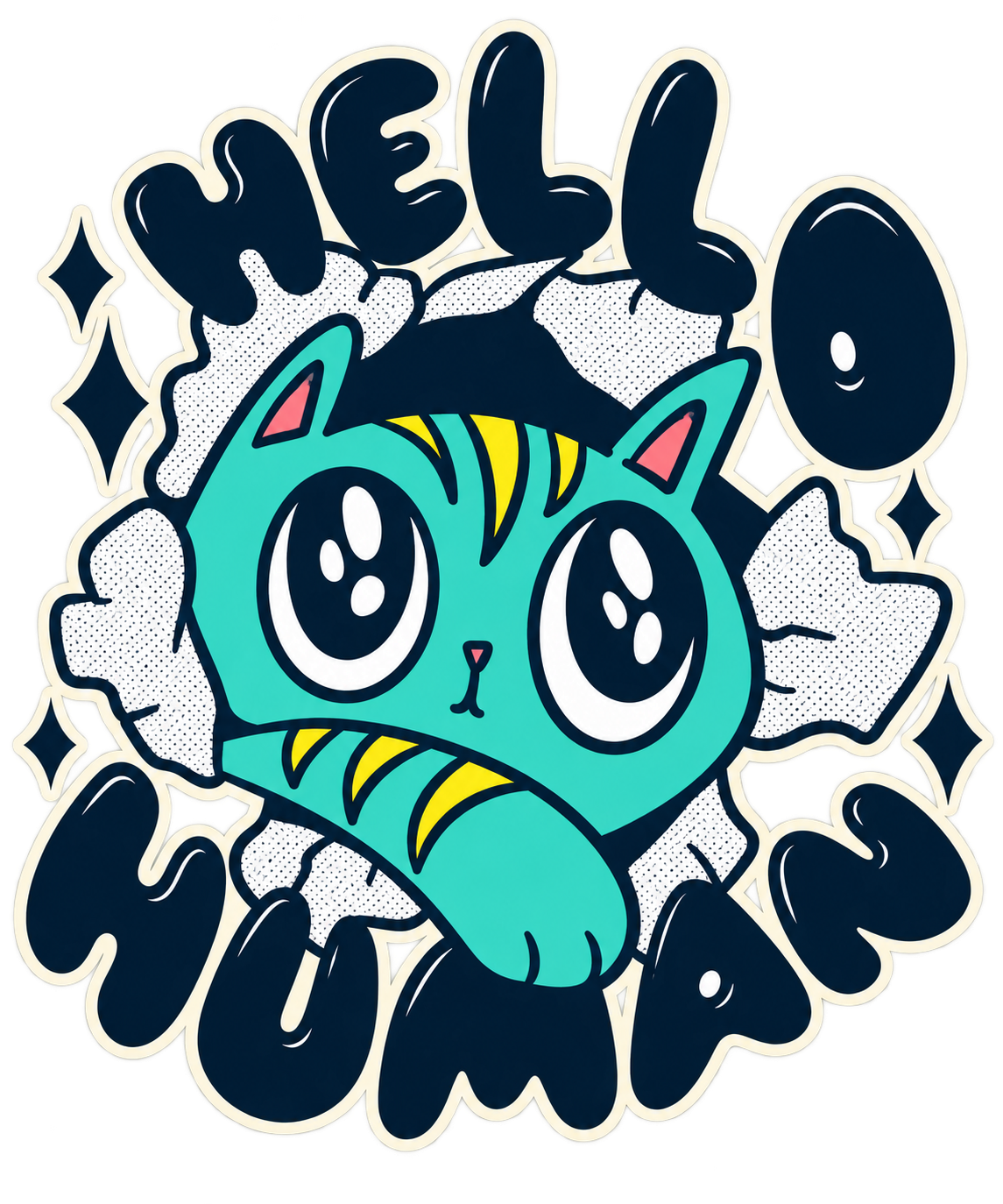 Hello Human Cat Graphic T-Shirt & Sweatshirt