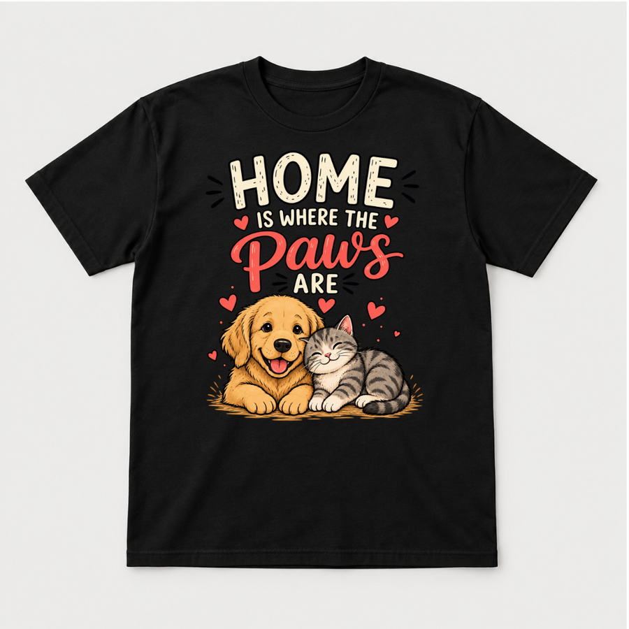 Home Is Where the Paws Are Dog and Cat Graphic T-Shirt & Sweatshirt