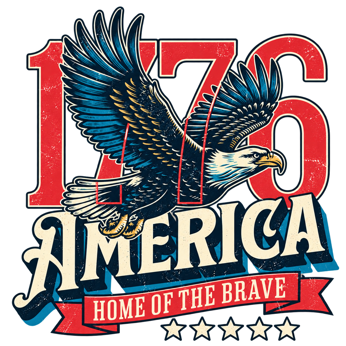 1776 Home of the Brave Eagle Graphic T-Shirt & Sweatshirt