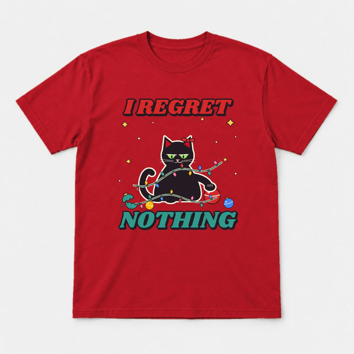 I Regret Nothing Christmas Cat Shirt – Funny Black Cat Holiday Tee & Sweatshirt