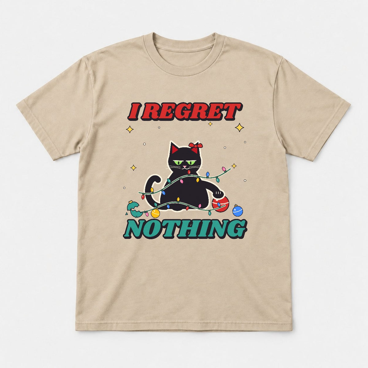 I Regret Nothing Christmas Cat Shirt – Funny Black Cat Holiday Tee & Sweatshirt